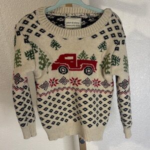 Kids Cream Sweater with Red Truck Design